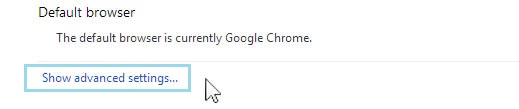 Chrome to show advanced settings